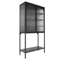 Elegant Floor Cabinet With 2 Glass Arched Doors Living Room Display Cabinet With Adjustable Shelves Anti Tip Dust Free Easy Assembly Black Black Tempered Glass Sheet Metal Plastic