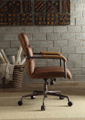 Harith Retro Brown Top Grain Leather Office Chair Brown Leather