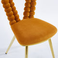Orange And Gold Modern Chair Set Of 2 With Iron Tube Legs, Soft Cushions And Comfortable Backrest, Suitable For Dining Room, Living Room, Cafe,Hairball Back Orange Fabric