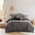 7 Piece Micro Corduroy Comforter Set Grey Cal King Grey Polyester