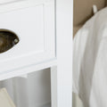 Homcom 2 Tier Side Table With Drawer, Narrow End Table With Bottom Shelf, For Living Room Or Bedroom, White White Mdf