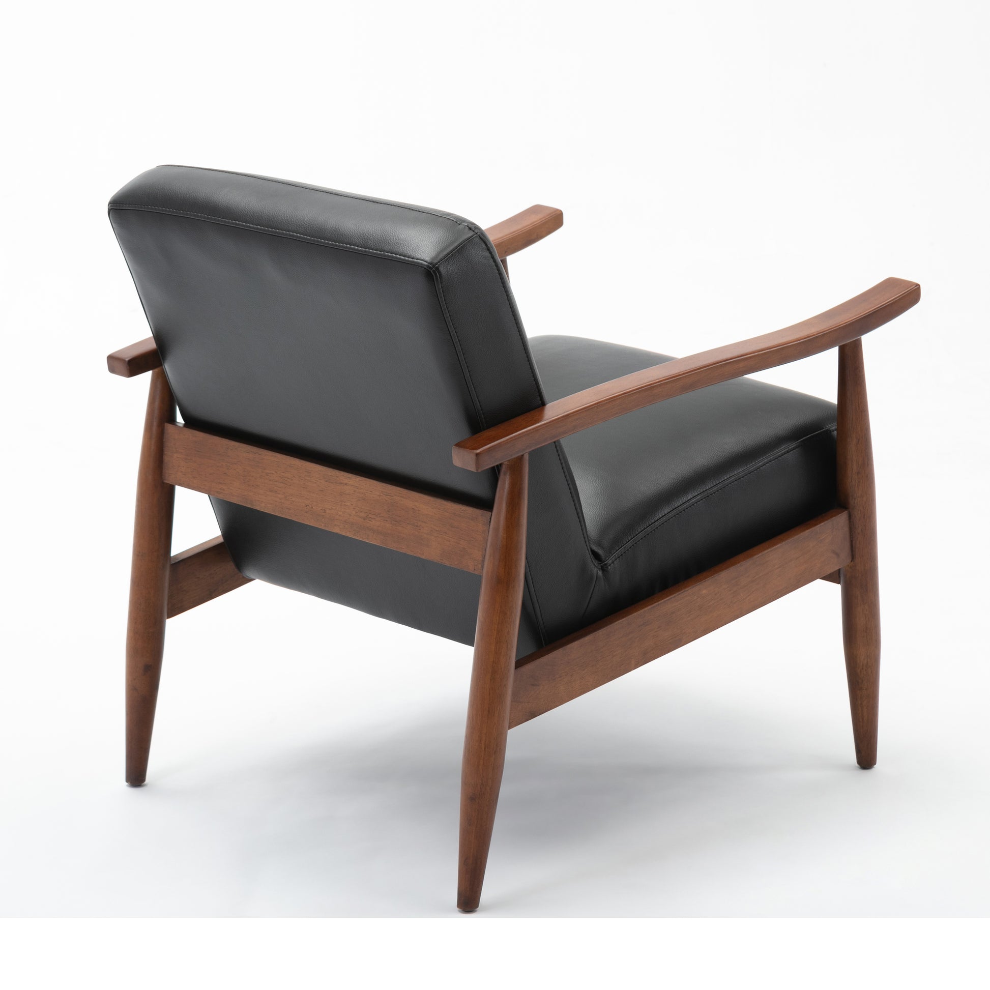 Archer Black Leather Gel Wooden Base Accent Chair Black Foam Faux Leather