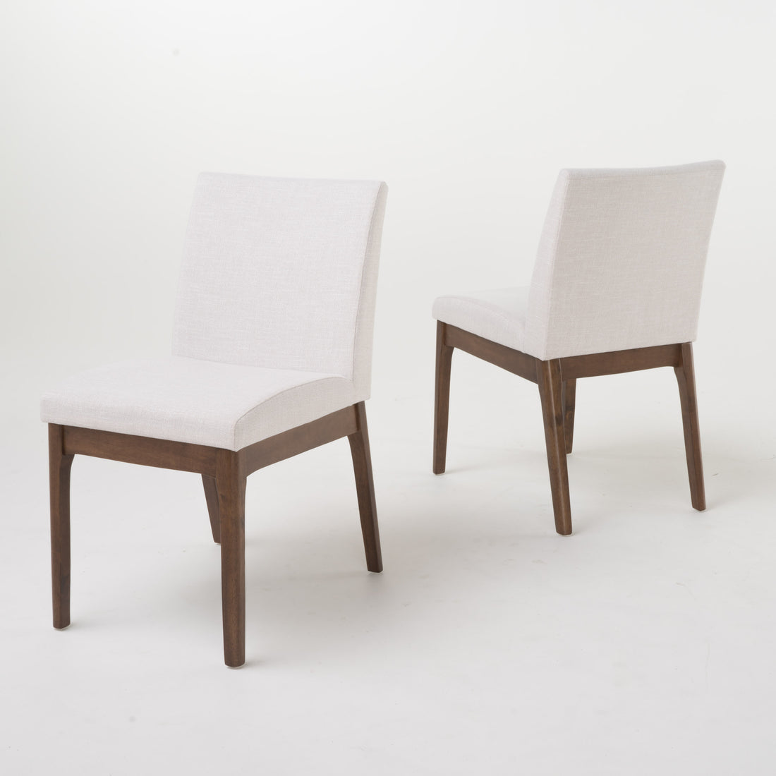 Dining Chair Set Of 2 Light Beige Fabric