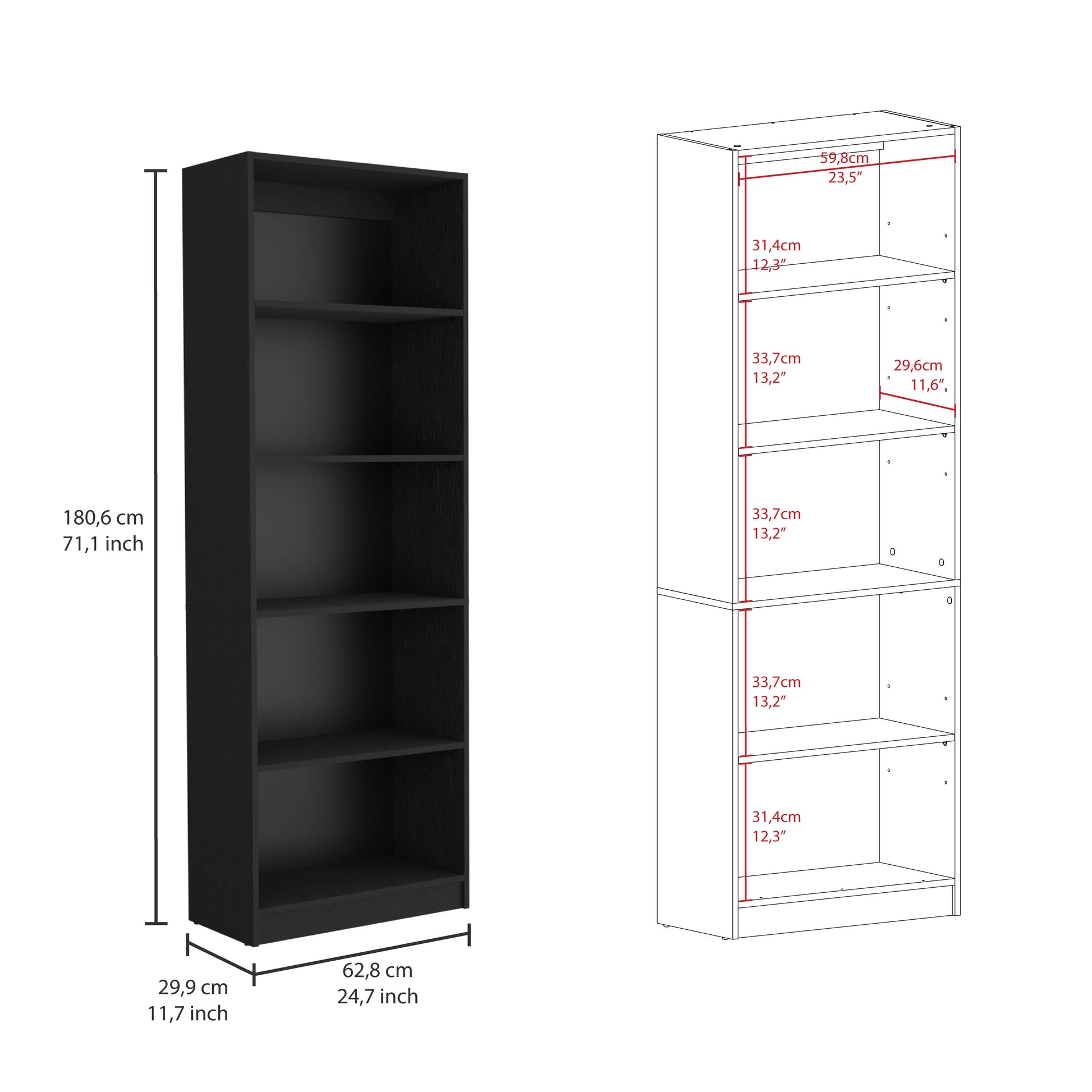 Poston 3 Piece Home Bookcase Set, 67" Wide With 13 Shelves And Two Door Cabinetliving Room Set Set Black Black Particle Board