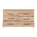 Double Dresser, 6 Drawer, Superior Top, Light Oak White Multicolor Solid Wood Mdf Engineered Wood