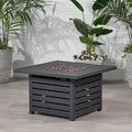 Square Iron Fire Pit 50000Btu Black Iron