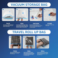 30 Pack Compression Storage Bags, Vacuum Storage Bags, Space Saver Bags For Comforters, Blankets, Pillows And Clothes Storage, Hand Pump Included 5 Jumbo 5 L 5 M 5 S 5 Roll M 5 Roll S White