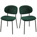 Dark Green Boucle Fabric Dining Chairs Set Of 2,Dining Chairs With Metal Legs For Dining Room, Kitchen, Living Room Metal Plaid Dark Green Dining Room Powder Coated Foam Dry Clean Modern Dining Chairs Solid Back Set Of 2 Foam Boucle