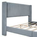 Queen Size Corduroy Platform Bed With Metal Legs, Gray Old Sku:Wf300238Aae Queen Gray Corduroy