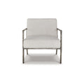 Tusk 30 Inch Accent Chair, Classic Pewter Aluminum Frame, Cream Upholstery Cream Fabric Metal