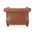 Mirod Tufted Accent Chair ,Pu,Living Room Light Brown Pu