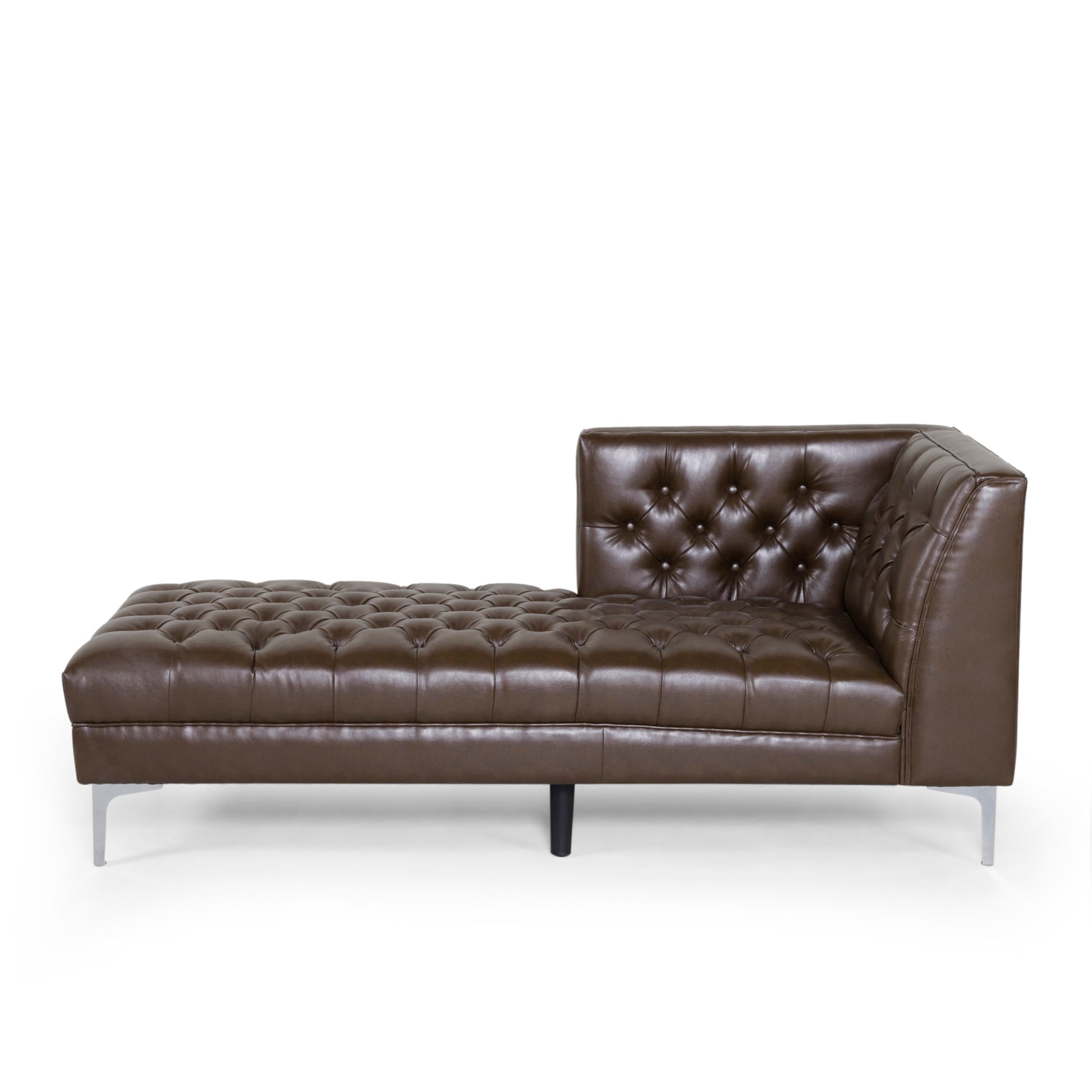 Chaise Lounge Dark Brown Pu Leather