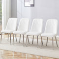 4 Modern Dining Chairs, Smooth Pu Leather Backrest And Silver Toned Metal Legs For A Comfortable Home Experience For Kitchens, Bedrooms And Offices. White Pu