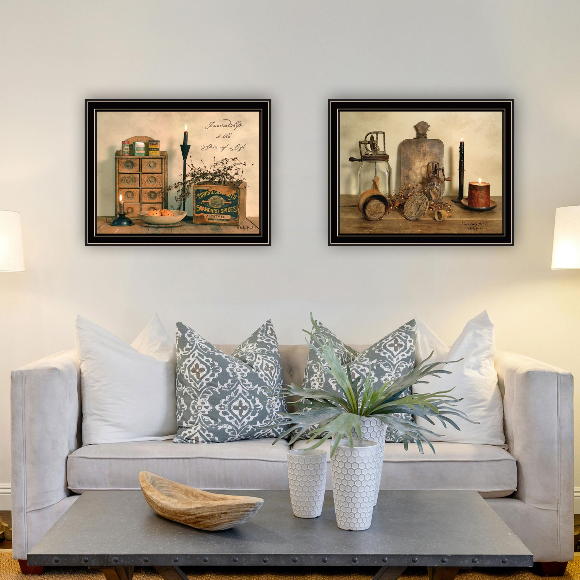 2 Piece Vignette Friend Is The Spice Of Life Black Framed Wall Art For Living Room, Bedroom Wall Art Print For Home Decor By Billy Jacobs Multicolor Wood Paper