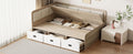 Full Size Daybed With Three Drawers And Three Storage Compartments, Nature Beige Full Beige Natural Mdf