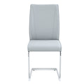 Luxury Simple Arch Chair Set Of 6 Light Gray Pu Material High Resilience Dining Chair With Arched Metal Silver Leg. Light Gray,Silver Metal,Pu