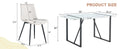 Table And Chair Set.A Modern Minimalist White Marble Veined Mdf Dining Table With Metal Frame.Paried With 6 Chairs With Pu Cushions And Black Metal Legs. White Seats 6 Mdf Metal