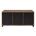 Rustic Oak And Black Coffee Table With Sliding Doors Rustic Primary Living Space Oak Rectangular Wood Metal