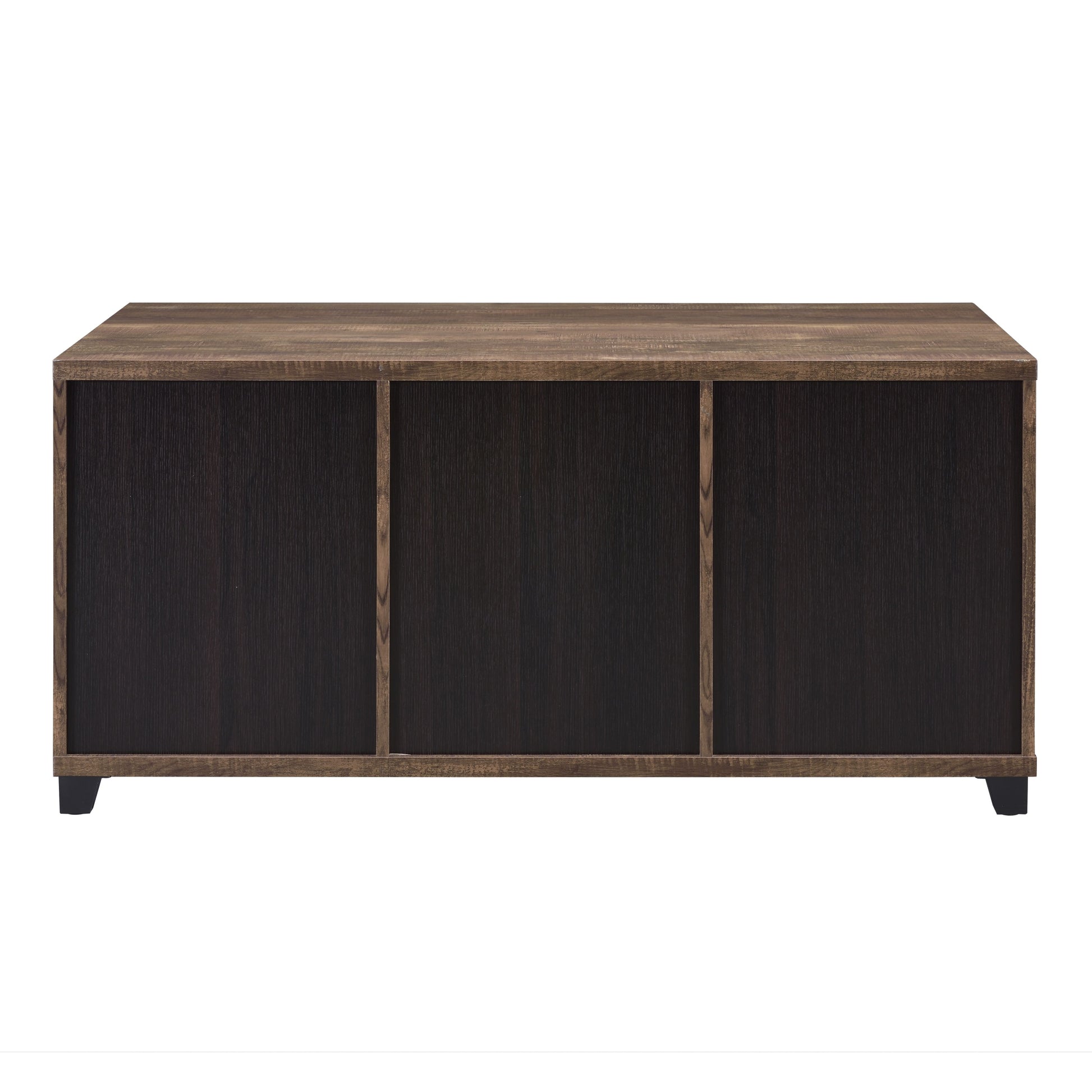 Rustic Oak And Black Coffee Table With Sliding Doors Rustic Primary Living Space Oak Rectangular Wood Metal