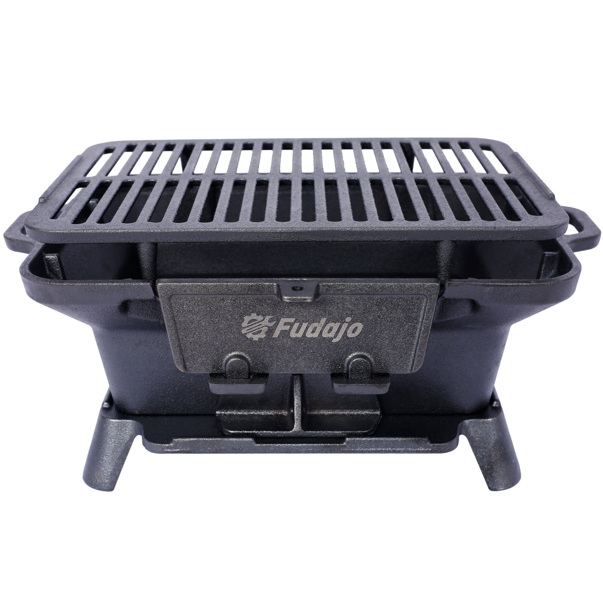 Oval Cast Iron Grill Outdoor, Portable Charcoal Grill And Tabletop Cast Iron Set 100% Cast Iron, Enameled, Durable, Small Charcoal Grill, Camping Stove, Hibachi Grill Black Iron