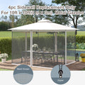 Outsunny 10' X 10' Universal Replacement Mesh Sidewall Netting For Patio Gazebos And Canopy Tents With Zippers, Sidewall Only , White White Polyester