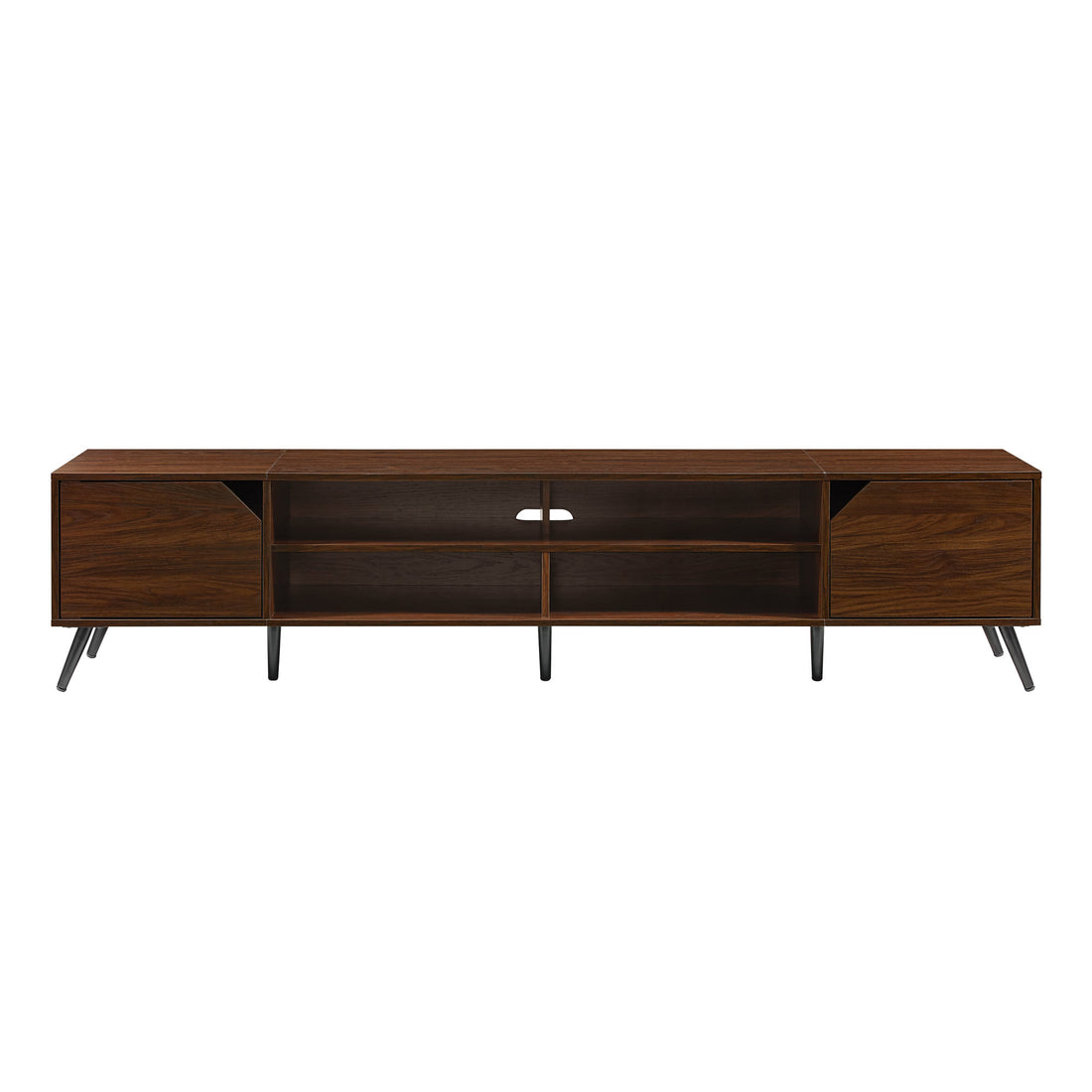 Contemporary 2 Door Minimalist Tv Stand For Tvs Up To 90 Inches Dark Walnut Dark Brown 90 Inches Or Larger Mdf Mdf