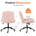 Office Chair, Backrest, Armless Office Chair, Adjustable Swivel For Comfortable Home Office, Pink, Teddy Wool Fabric Pink Stainless Steel