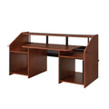 Cherry Music Desk With Earphone Rack Cherry Keyboard Tray Computer Desk Office Freestanding Rectangular Shelves Wood Metal Sled