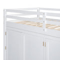 Twin Size Loft Bed With Drawer, Two Wardrobes And Mirror, White White Solid Wood Mdf