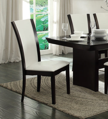 Modern Contemporary Dining Side Chairs Set Of 2 White Faux Leather Upholstered Espresso Finish Hardwood Solid Espresso Dining Room Side Chair Wood