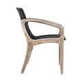 Tye 25 Inch Patio Dining Chair, Light Eucalyptus Wood, Dark Gray Rope Seat Gray Wood