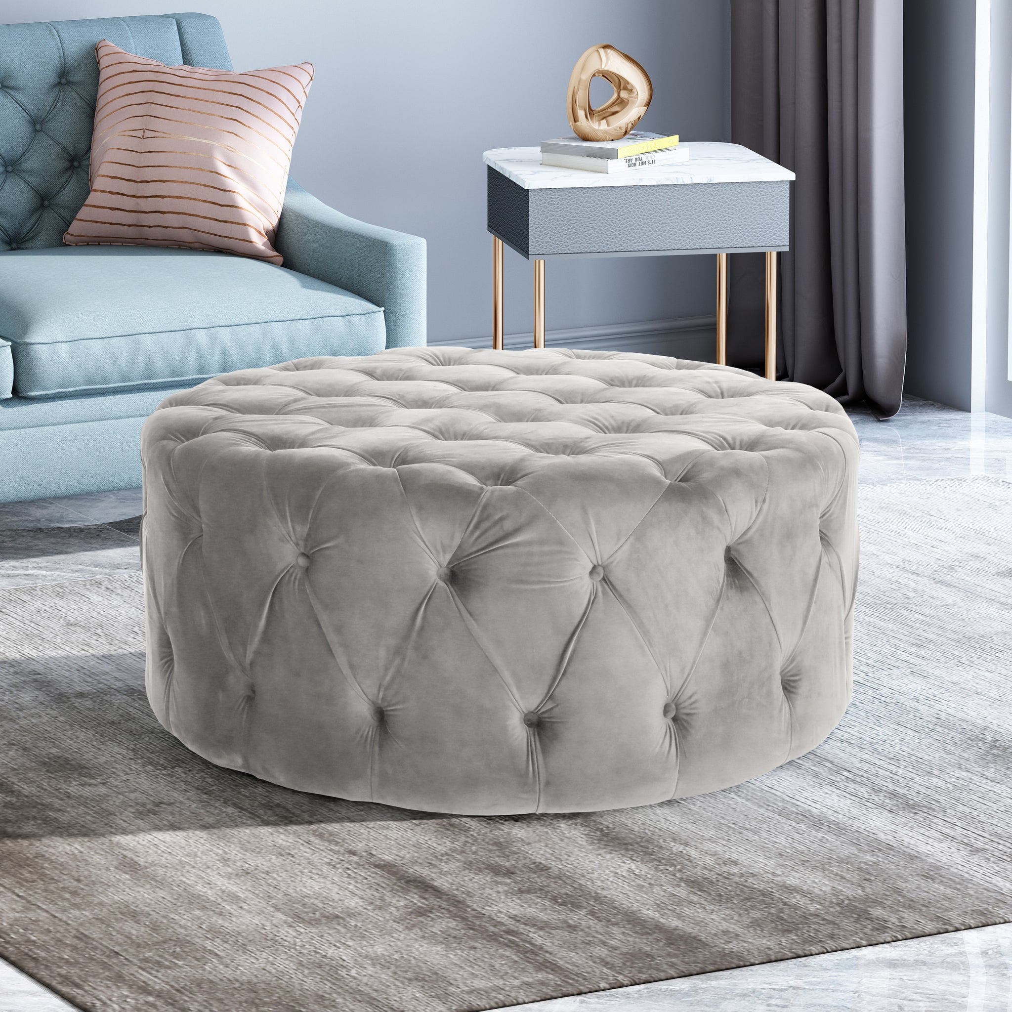 Ottoman Grey Velvet