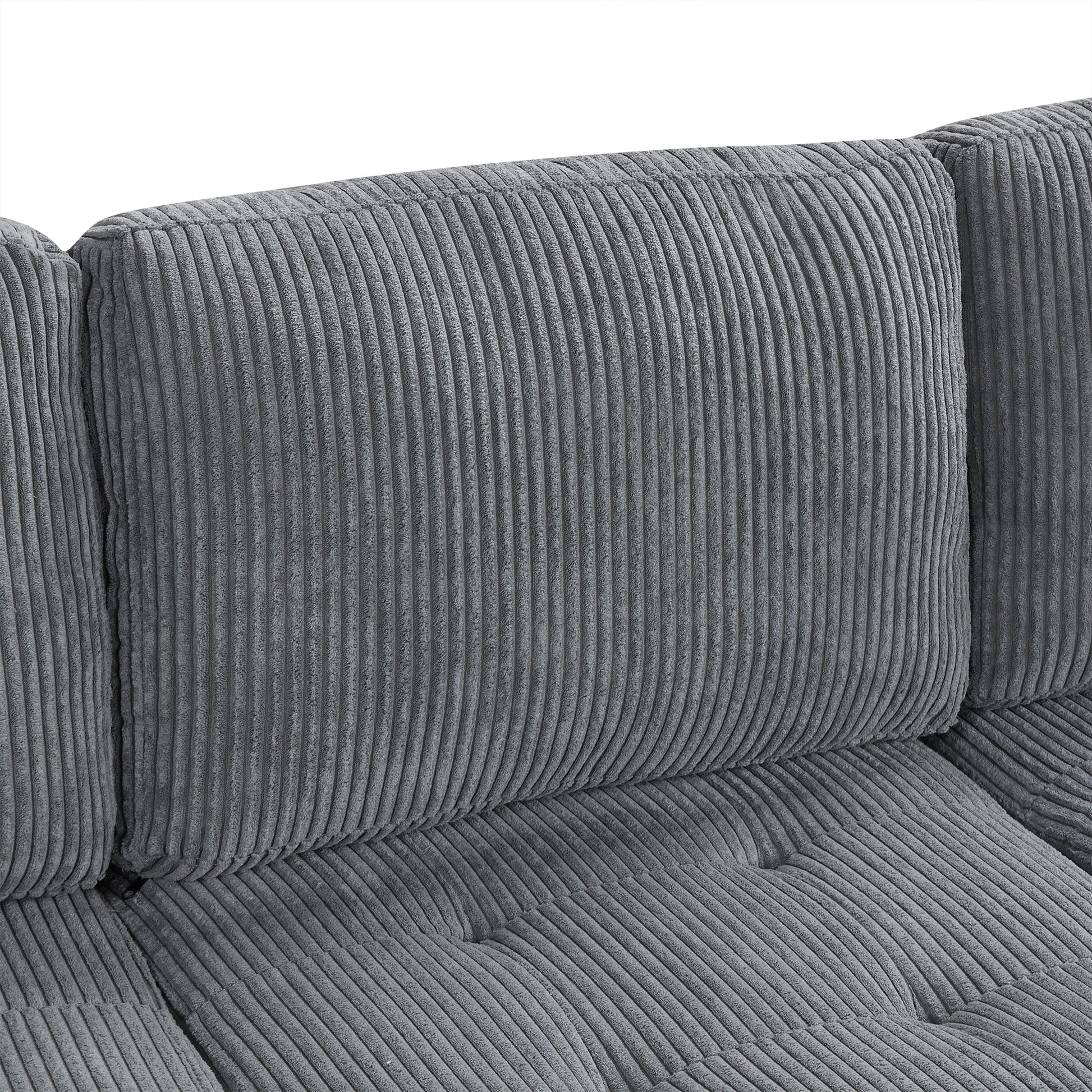 107.5" U Shaped Sofa Sectional Sofa Pull Out Sofa Bed With A Storage Chaise Lounge, Charging Devices For Living Room, Gray Gray Foam Corduroy 5 Seat