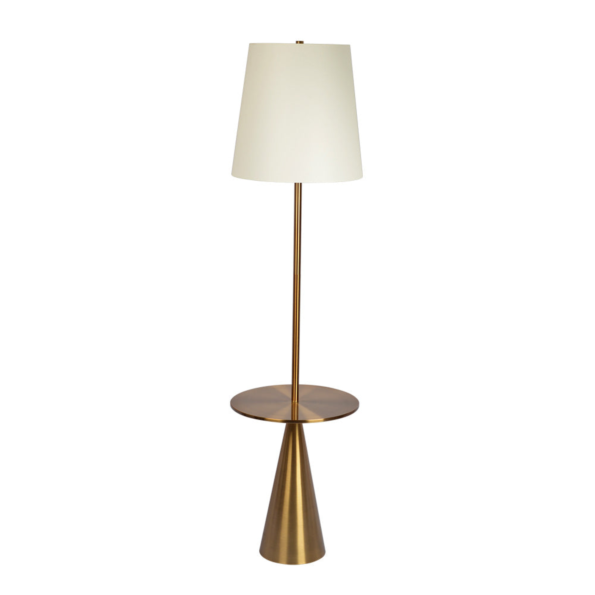 Celestial Modern Floor Lamp With Brass Accent Table With Large White Shade Gold,White Table&Floor Lamps Brass