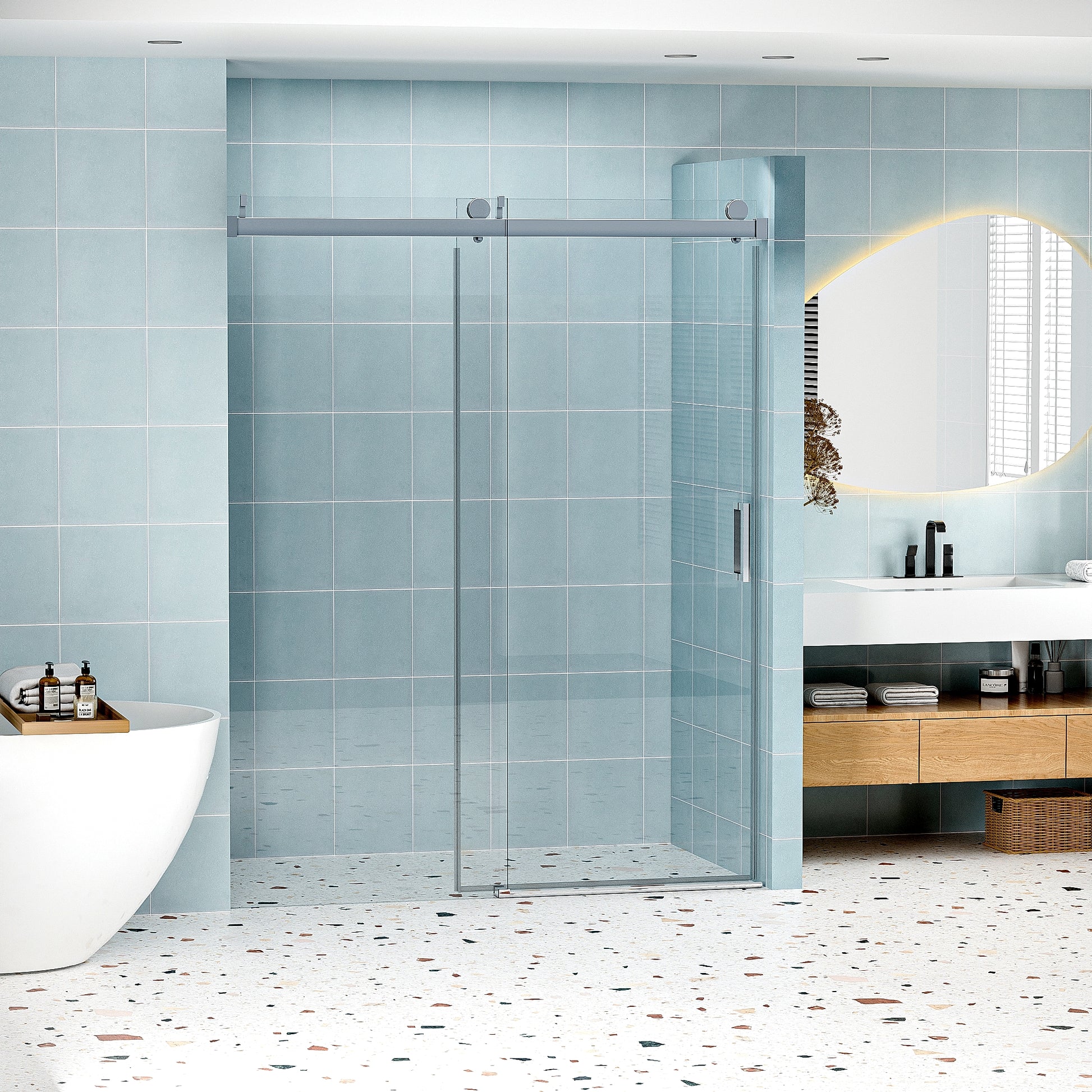 Top Rail Only, Stainless Steel Top Track With Buffer For Shower Door, 24D01P02 60Chx Chrome Stainless Steel