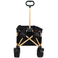 Aluminum Alloy Folding Wagon, Heavy Duty Utility Beach Wagon Cart For Sand With Big Wheels, Adjustable Handle&Drink Holders For Shopping, Camping,Garden And Outdoor Black Garden & Outdoor Fabric Aluminium Alloy