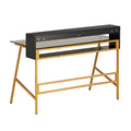 Techni Mobili Home Office Writing Desk With Riser, Gold Gold Writting Desk Office Modern Rectangular Rectangular Mdf Metal