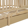 Twin Size Wood Daybed With Fence Guardrails And 2 Drawers, Split Into Independent Floor Bed & Daybed, Natural Old Sku :Lp000881Aan Twin Natural Solid Wood Mdf