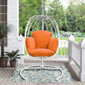 Hanging Egg Chair With Stand, Hammock Swing Chair With Hanging Kit,Orange Orange Rust Resistant Frame Garden & Outdoor Modern Aluminium