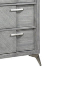 5 Drawer Chest In Gray Book Matched Veneers Gray Solid Wood Mdf