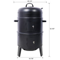 Charcoal Smoker Grill Wood Smoker Grills Outdoor Cooking 16 Inch Vertical Smoker Portable Bbq Grill For Camping, Black Black Steel