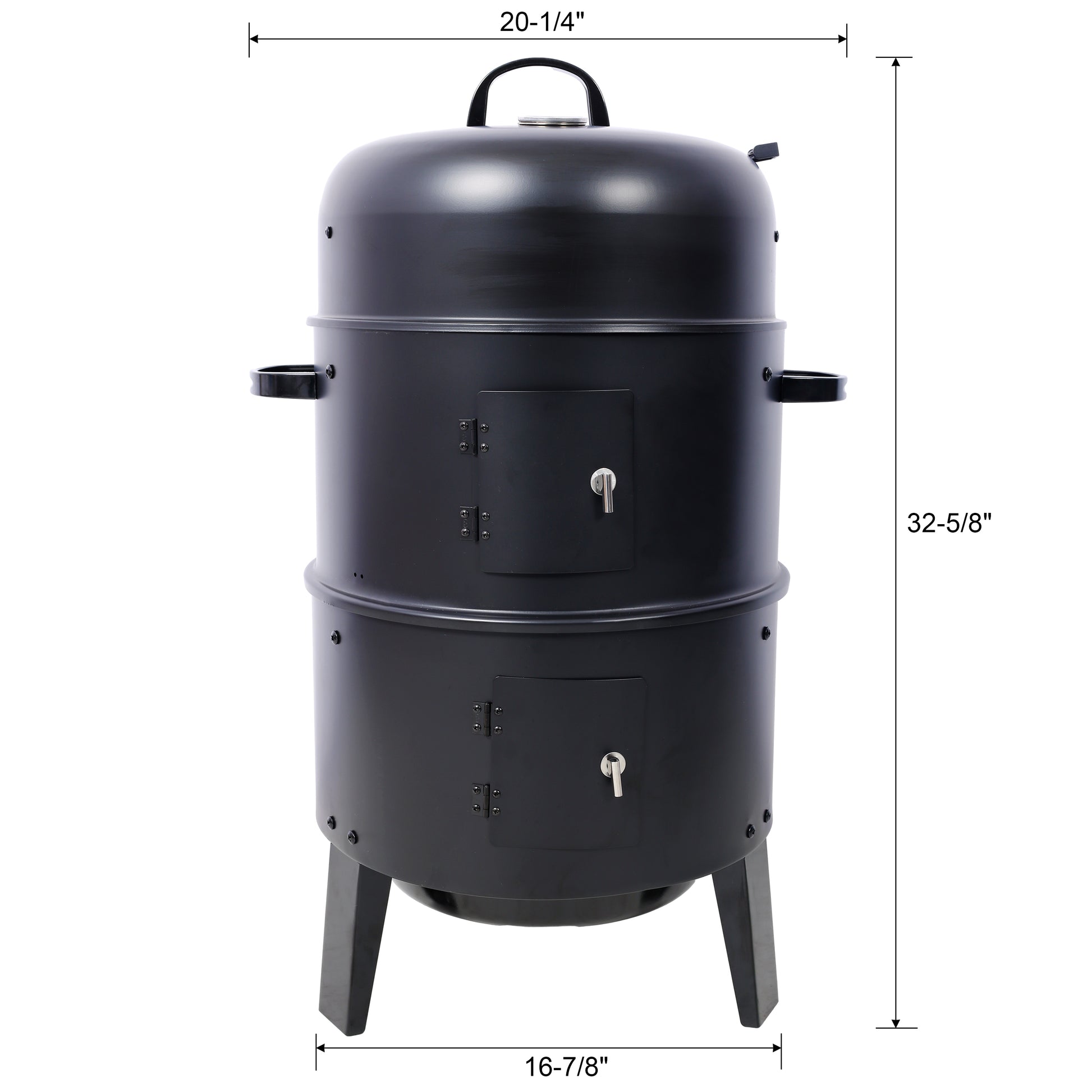 Charcoal Smoker Grill Wood Smoker Grills Outdoor Cooking 16 Inch Vertical Smoker Portable Bbq Grill For Camping, Black Black Steel