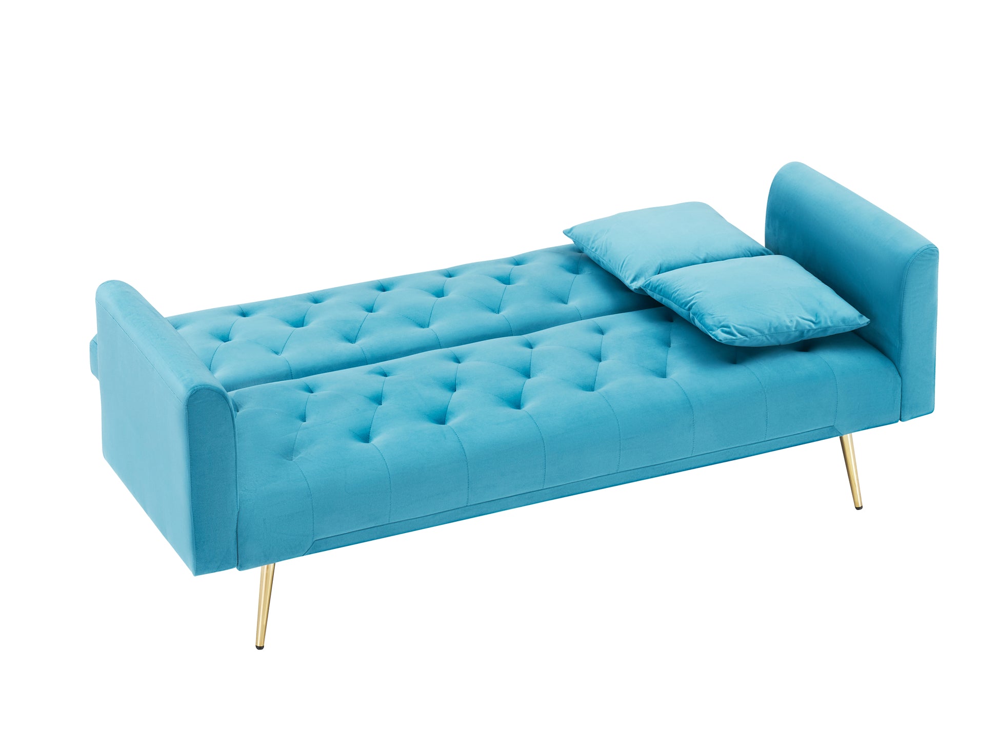 71 Inch Convertibleseat Sofa, American Retro, Light Blue Velvet, Suitable For Small Living Room, Bedroom, Office Light Blue Velvet 2 Seat