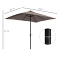 Outsunny 9' X 7' Solar Umbrella, Led Lighted Patio Umbrella For Table Or Base With Tilt & Crank, Outdoor Umbrella For Garden, Deck, Backyard, Pool, Beach, Tan Brown Steel