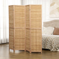 Homcom 4 Panel Room Divider, 5.5' Tall Bamboo Portable Folding Privacy Screens, Hand Woven Double Side Partition Wall Dividers For Home Office, Natural Natural Wood Bamboo