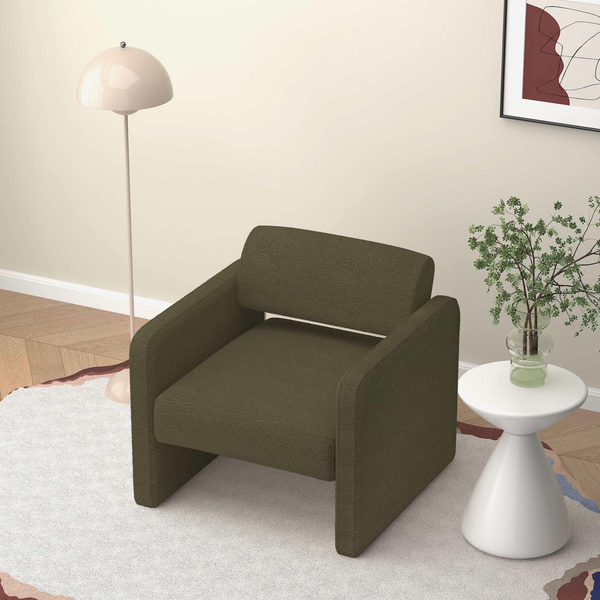 Green Single Sofa Chair, Upholstered Comfortable Chair With Armrests, For Dining Room Bedroom Living Room Reception Green 30.9"*30.51"*30.11" Green Velvet