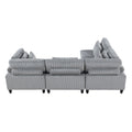 Living Room Furniture 4 Piece Modular Sectional Sofa Set Gray Corduroy Soft Cushion Pillows Solid Wood Legs Gray Primary Living Space Contemporary,Modern Plywood,Solid Wood 4 Seat