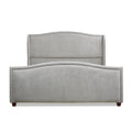 Carmen King Upholstered Wingback Panel Bed Frame, Silver Grey Polyester Box Spring Required King Silver Grey Wood Foam Polyester Polyester