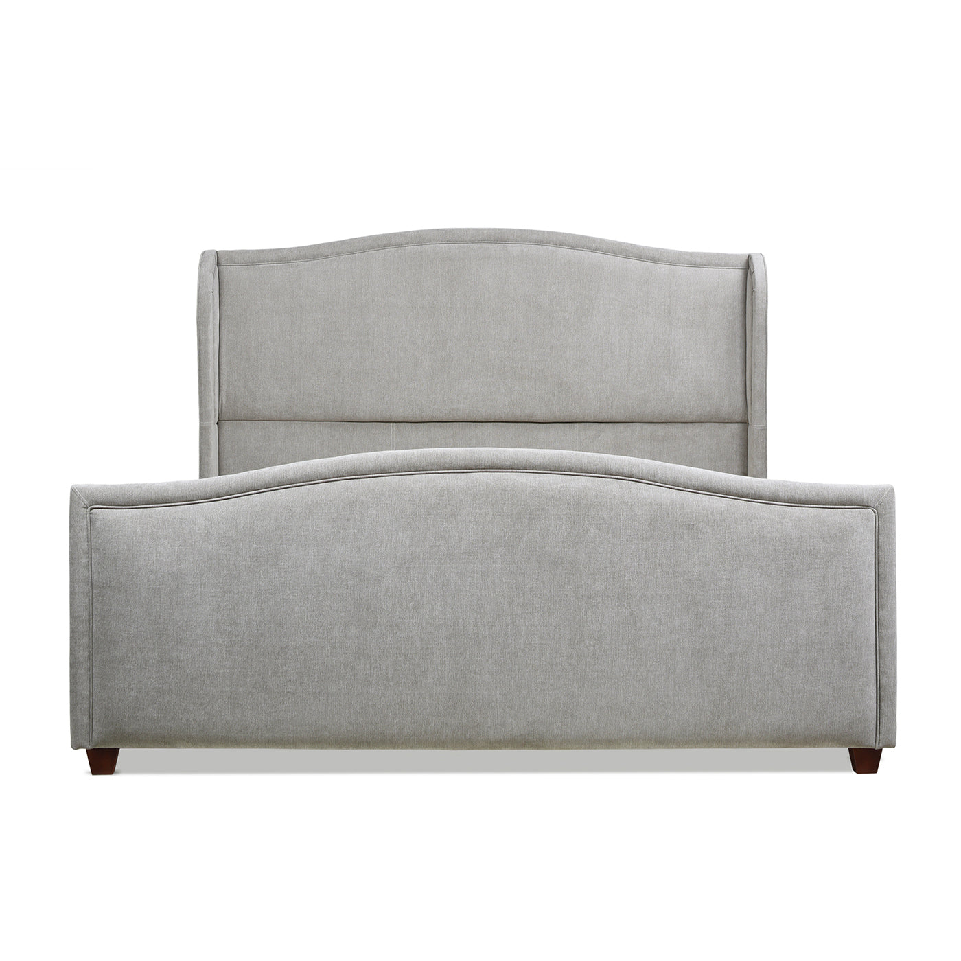 Carmen King Upholstered Wingback Panel Bed Frame, Silver Grey Polyester Box Spring Required King Silver Grey Wood Foam Polyester Polyester