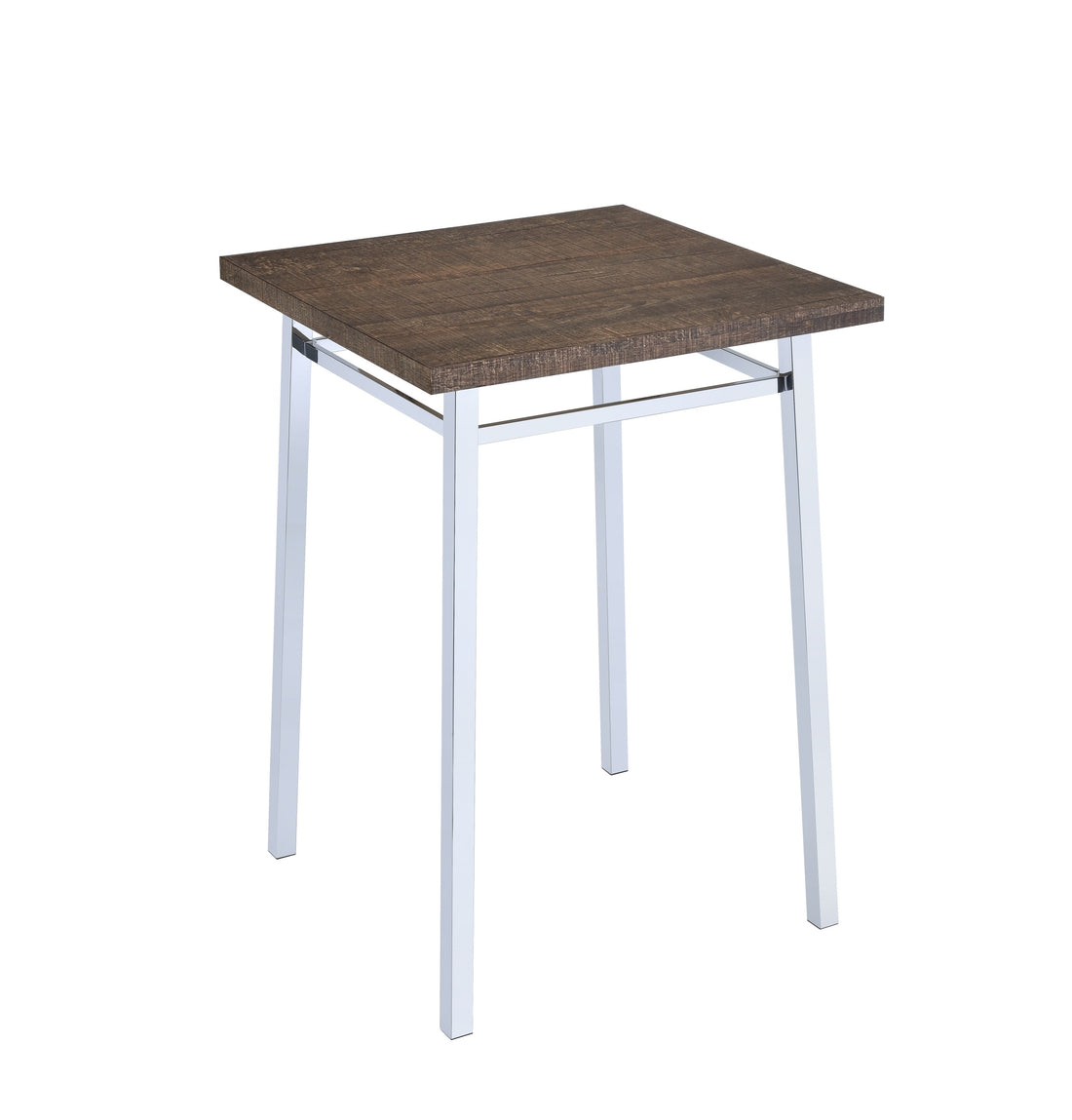 Oak And Chrome Square Bar Table Oak Primary Living Space Contemporary Rectangular Wood Metal
